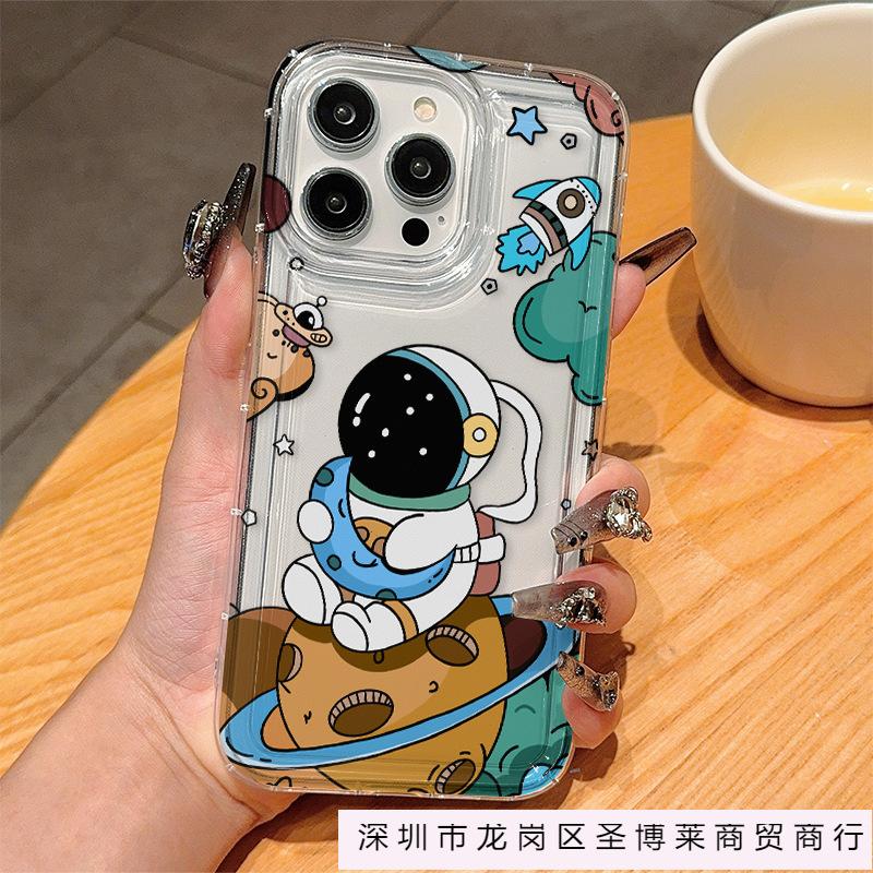 Space Astronauts Are Suitable for Apple 15pro/12 Anti-drop Simple Mobile Phone Case 13/14promax Soft Glue 11/16.
