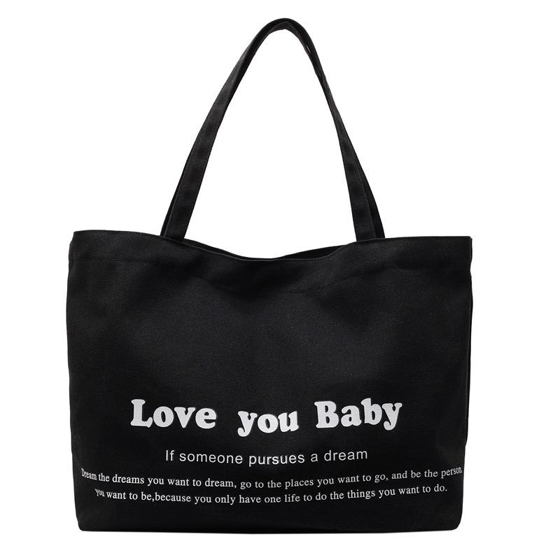 New Student Class Large-capacity Commuting Tote Bag Women's Alphabet Fashion Solid Color Casual Underarm Shoulder Bag