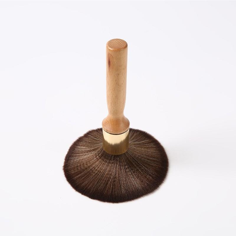 Fiber Hair Cleaning Brush Natural Wooden Handle Barber Tool For Stray Hair Removal And Maintenance