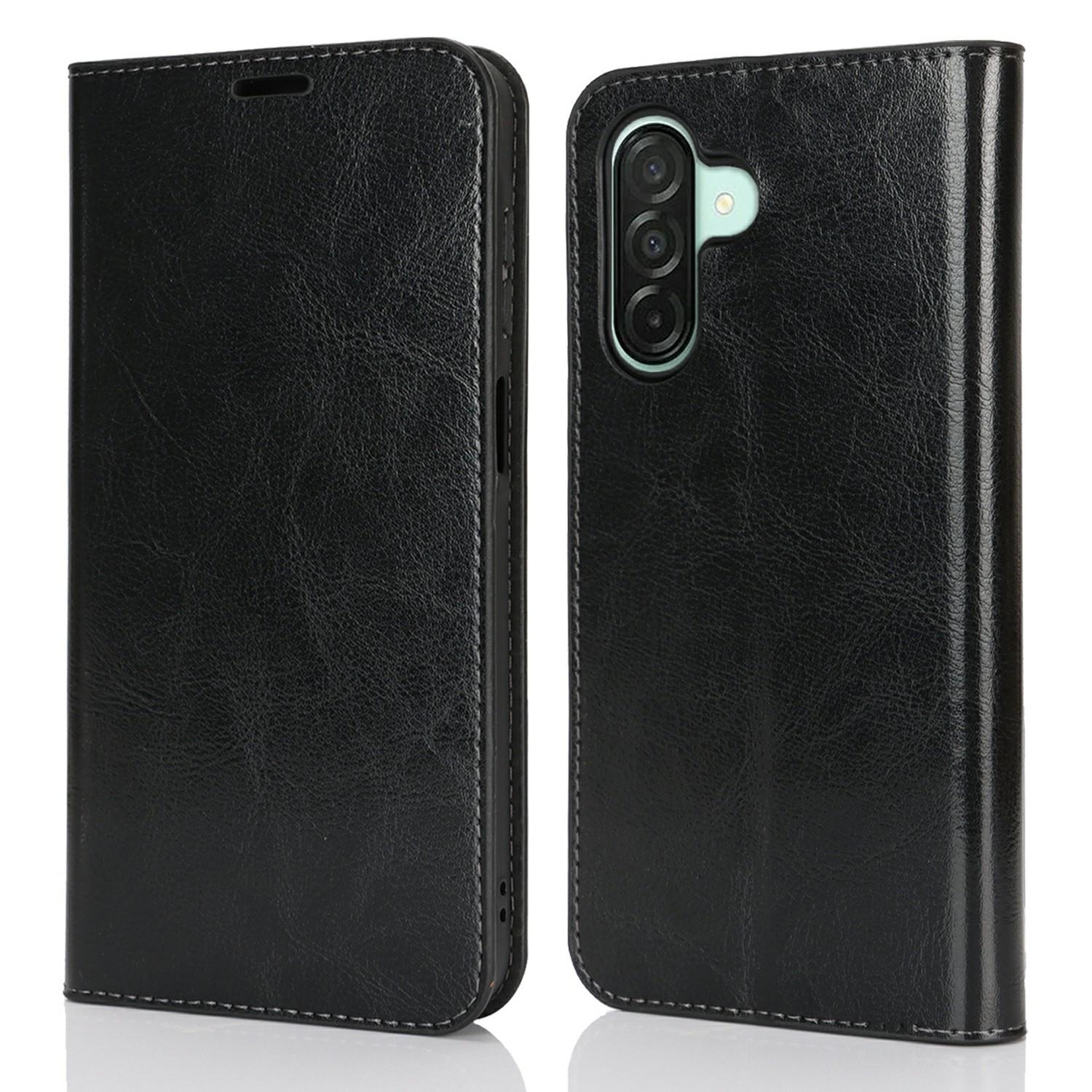 

For Samsung Galaxy A26 5G Case Crazy Horse Texture Split Leather Wallet Phone Cover Black