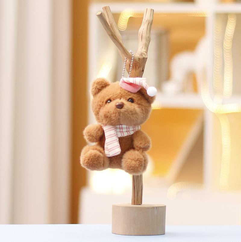 

Плюшевый медведь Рождественская игрушка в шапке Санты Мягкая набивная игрушка Брелок Детский подарок коричневый