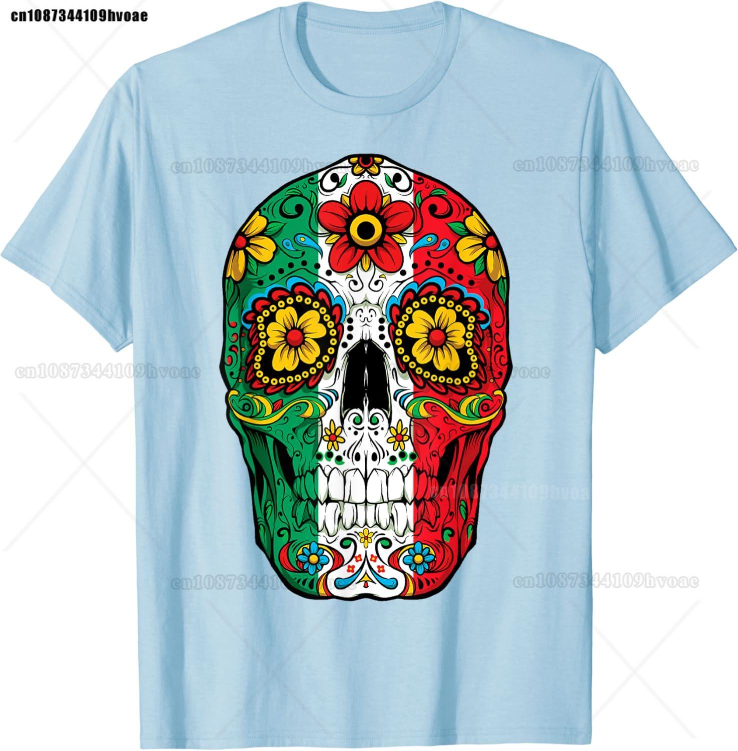 

Day Of The Dead Sugar Skull Mexican Flag TShirt 4XL
