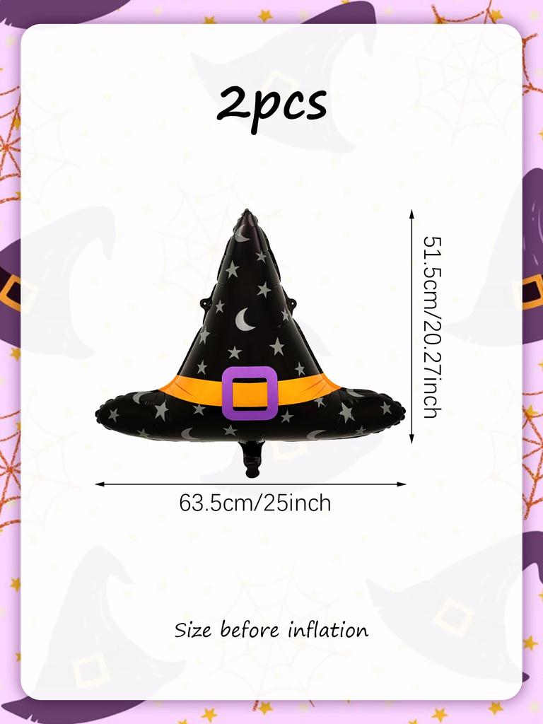 2/4pcs Witch Hat Balloons, Suitable for Halloween Parties, Witch Parties, Trick or Treat, Horror and Weird Atmosphere Supplies