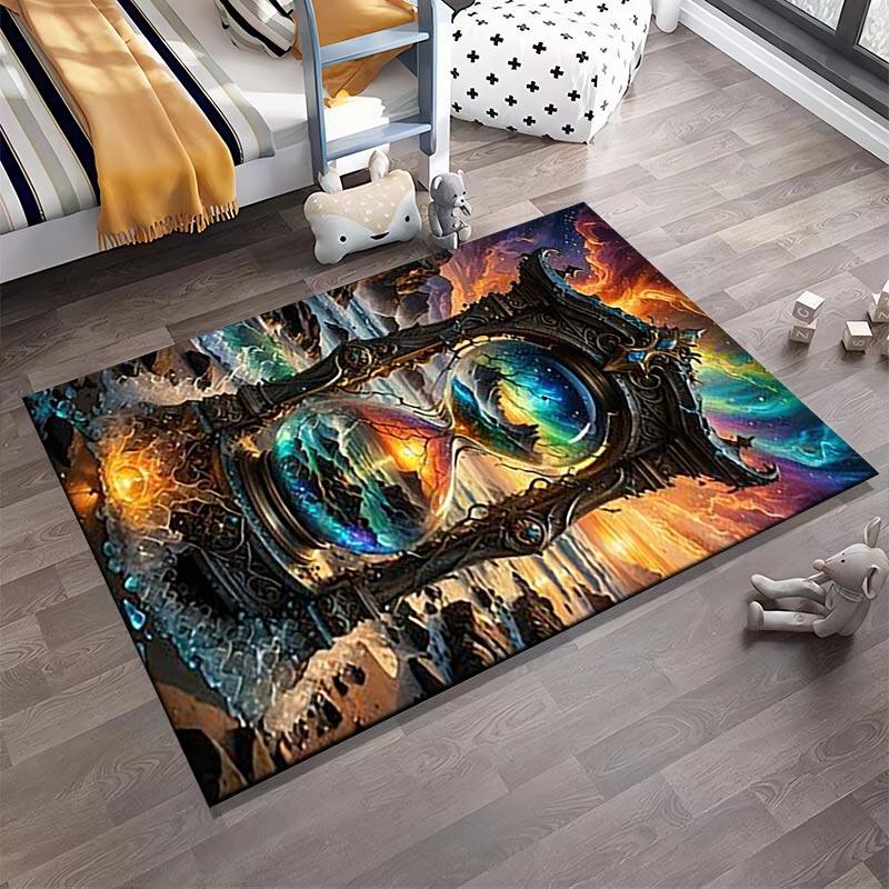 Colorful Fantasy Hourglass Patterned Carpet with Ocean and Sunset Design Suitable for Use As an Anti-slip for Living Room Bedroom Sofas