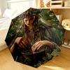 Magische Bücher und Zaubererhut Regenschirm 8-Speichen für Reisen, Camping, Freizeit Leichter tragbarer Regenschirm, Unverzichtbar für jede Familie Urlaubsgeschenk