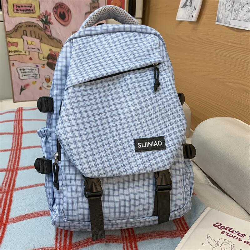 Mochila de Grande Capacidade Mochila Escolar para Campus Mochila Xadrez para o Trabalho