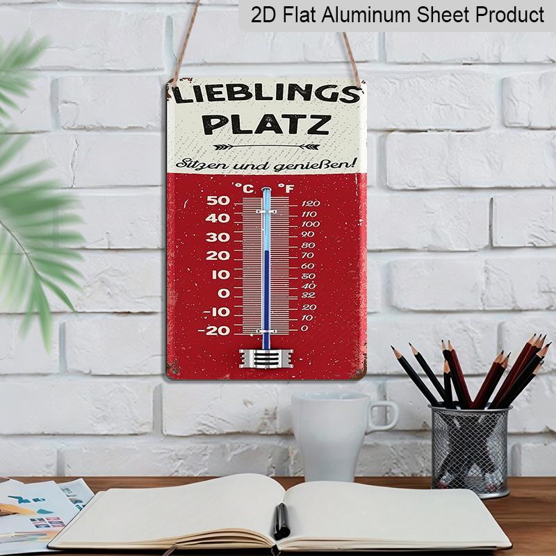 2D Flat, 1pc Aluminium Decorative Sign & Plaque, Vintage German Thermometer Wall Art, Perfect for Rooms, Kitchens, Living Rooms, Indoor & Outdoor