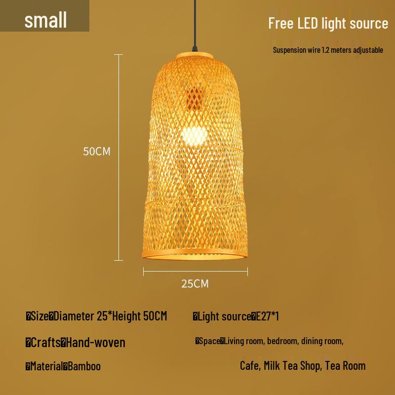 Zen Bamboo Pendant Lamp: Rattan Woven Japanese Tea Room Light