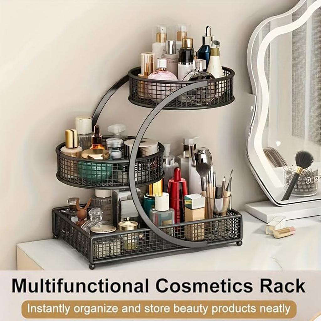 Dresser Shelf Organizer, Instant Makeup Storage For Vanity, Bathroom, Multi-Tier Cosmetic Holder With No Assembly Needed