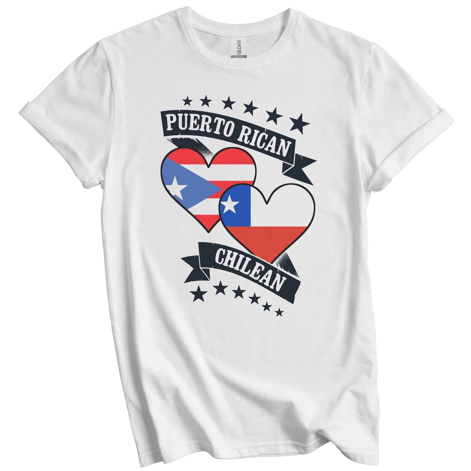 Puerto Rican Chilean Heart Flags Puerto Rico Chile T-Shirt 2XL
