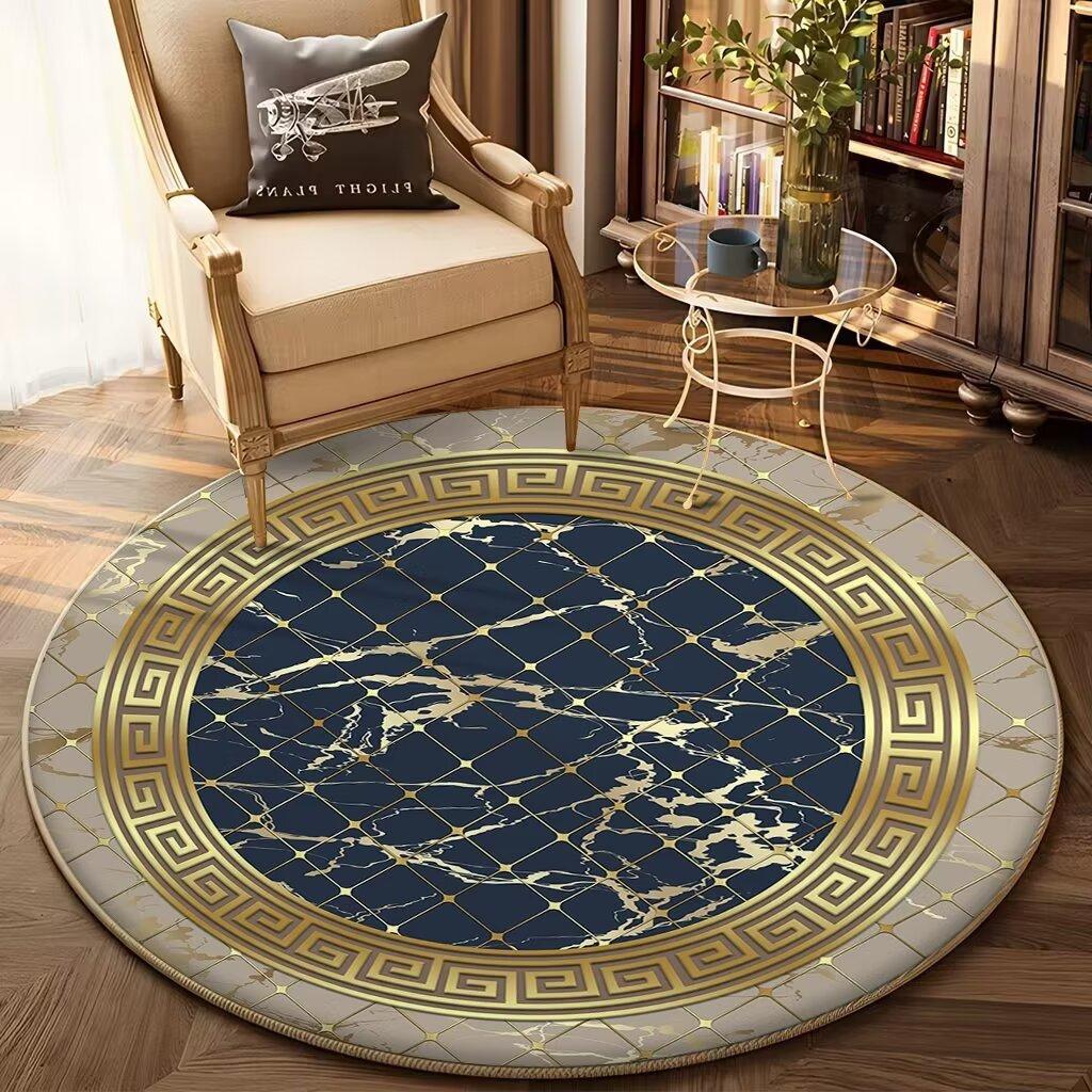Luxury Gold Round Carpet for Living Room Decor Sofa Table Area Rug Large Area Soft Non-slip Chair Mat Decoration Home Carpets