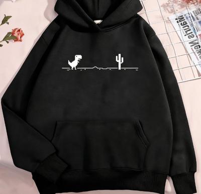 Network Malfunction Little Dinosaur Hoody Men Women New Thicken Pullover Hoodie Cut Pocket Sweatshirt Autumn Warm O-Nec Hoody