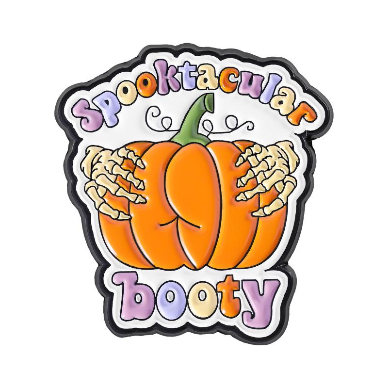 Pumpkin Butt Skeleton Hand Enamel Pins Spooktacular Booty Halloween Brooches Lapel Badge Fashion Jewelry Gifts for Friends