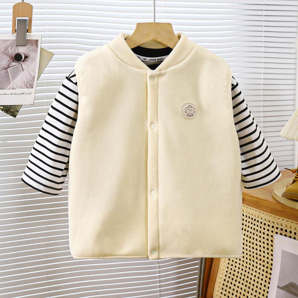 AINI Kids' Orlon Fleece Vest - Warm, Sleeveless, Stand-up Collar for Boys and Girls, Ideal for Spring and Autumn.