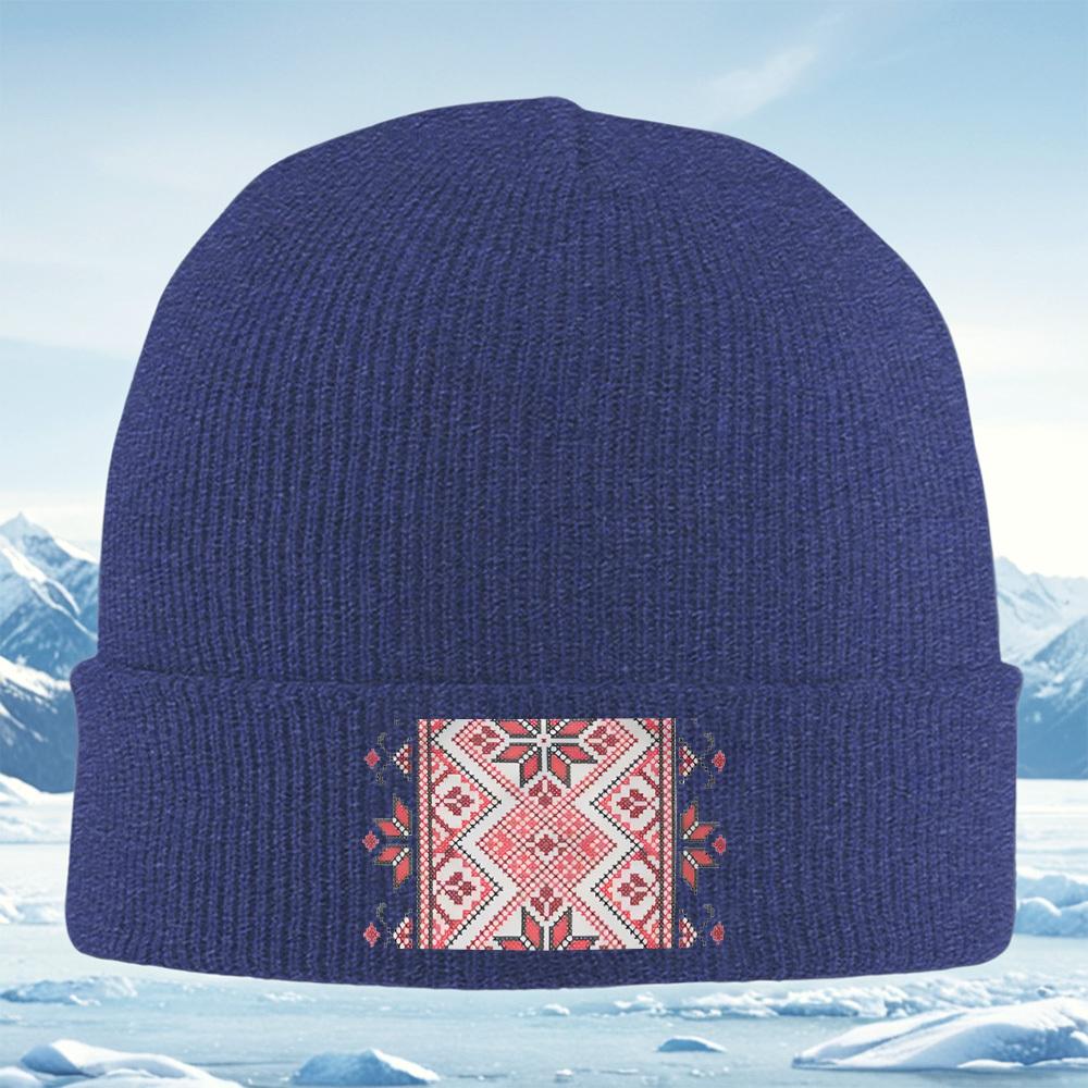 

Floral symmetry rhombus designs pattern Men Women Unisex Knitted Hat Beanie Pullover Cap Winter Thermal Warm Christmas Outdoor C
