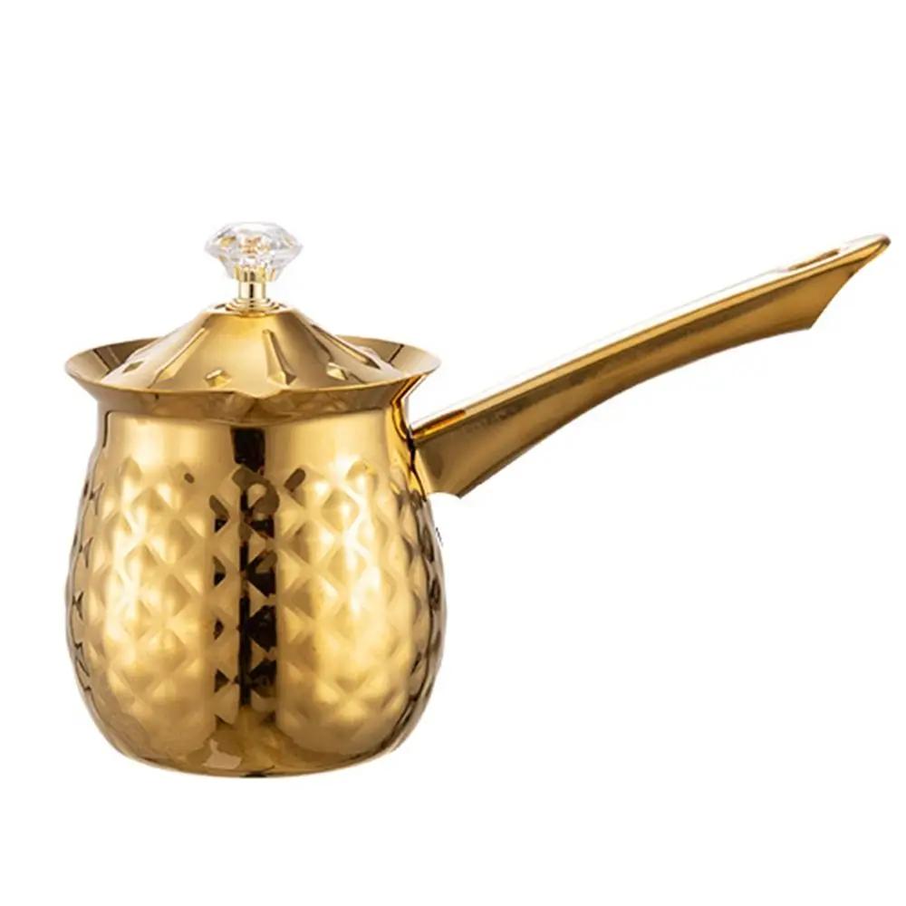 Versatile Handcrafted Turkish Coffee Pot Handle Stable Melting Jug Stainless Steel Lid Heating Pot Household
