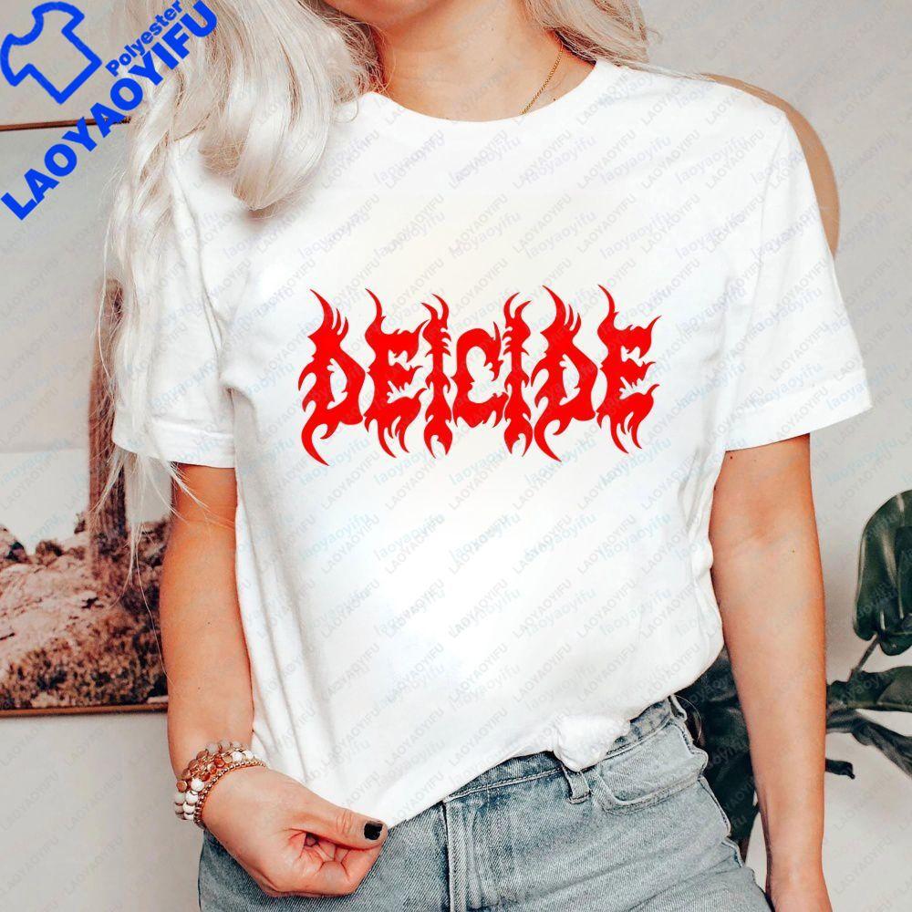 DEICIDE Retro Pirated Style Casual Trendy Versatile Shortsleeved Unisexs and WoUnisexs Universal Roundneck Tshirt