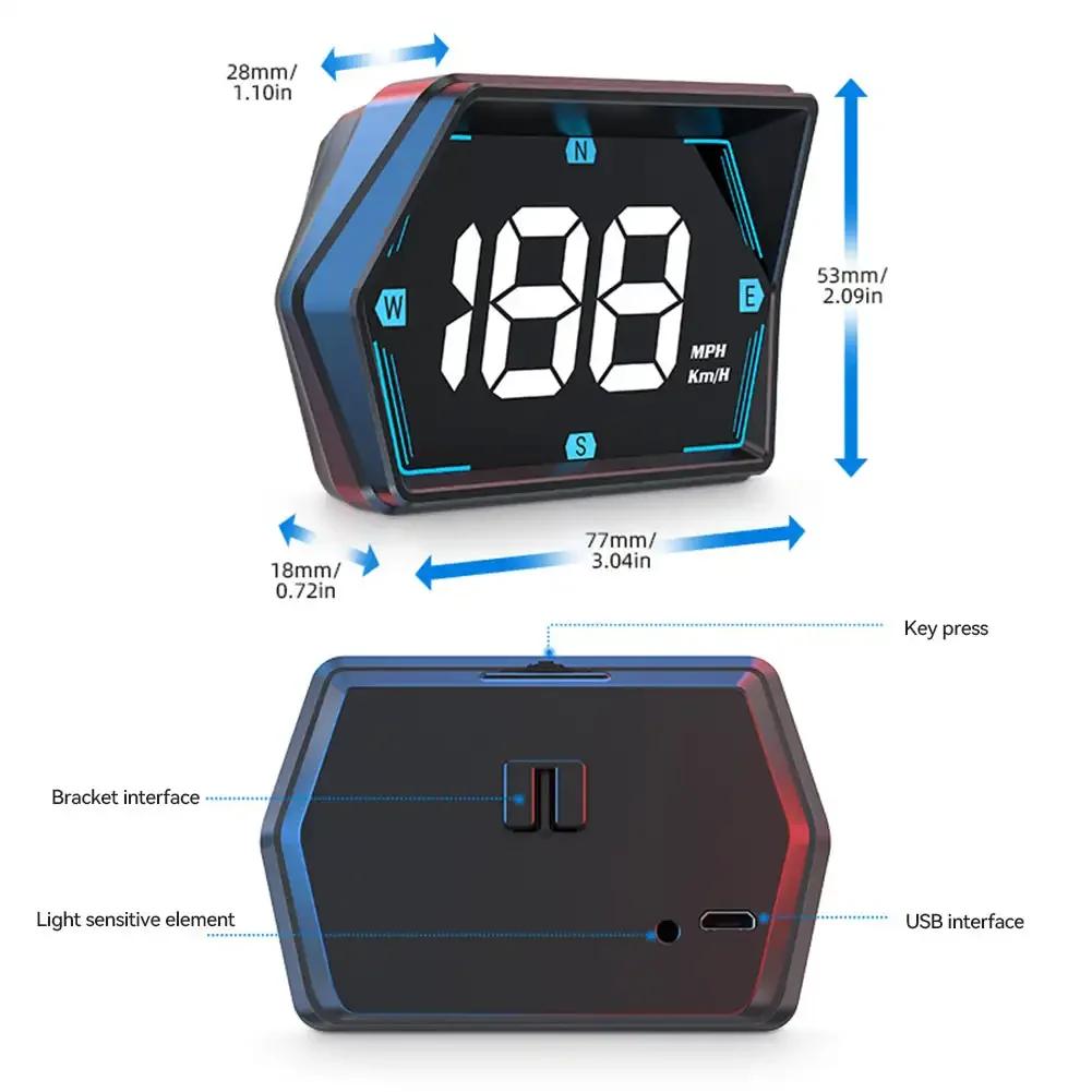 Car HUD GPS On-board Computer Digital Head Up Display Auto Speedmeter Speed Windshield Projector for Truck Motorcycle Auto