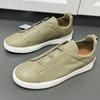 Spring Autumn Vintage High Quality Genuine Leather Lace-Up Shoes Man's Solid Color Round Toe Low-cut Flat Bottom Shoes