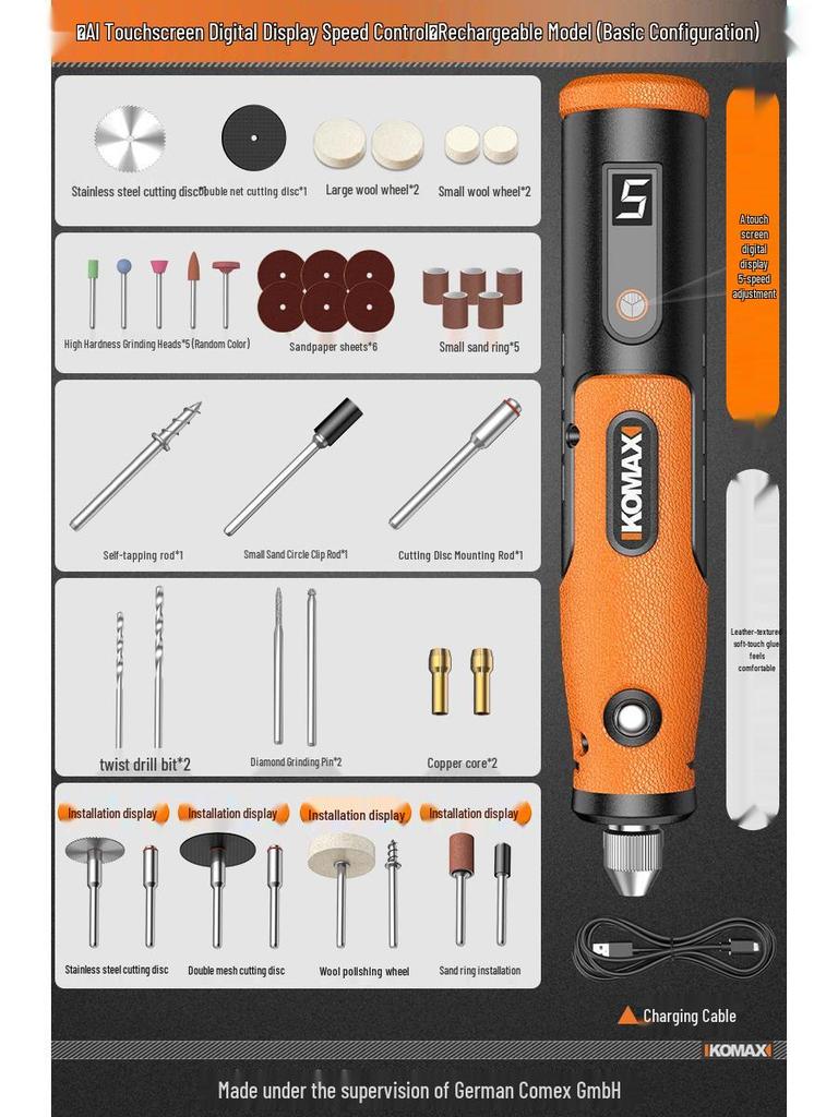 Handheld Electric Grinder & Polisher for Wood, Jadeite, Carving, and Cutting: Compact Electric Drill Tool