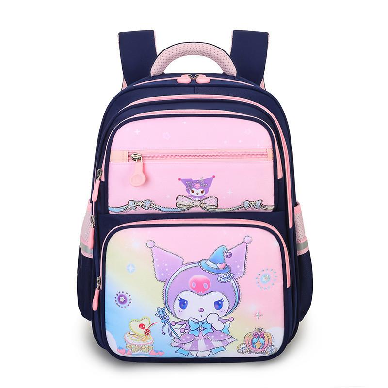 Adorable Cartoon Backpack For Elementary School Kids Gender Neutral Nylon Pink тёмно-синий