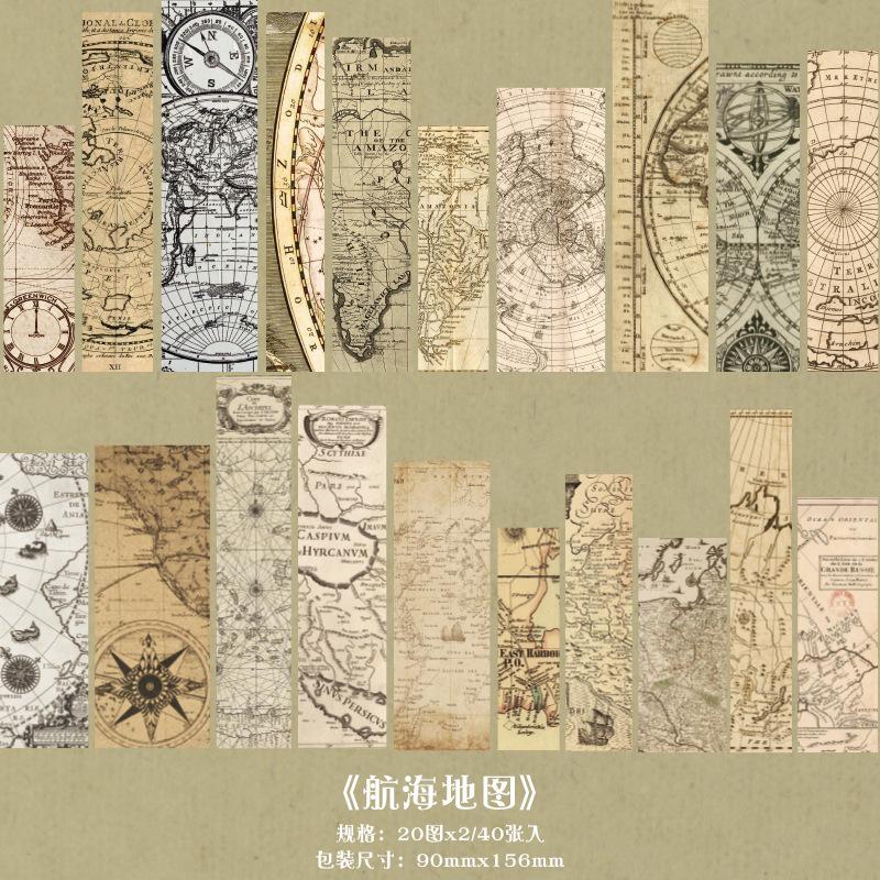 40pcs/pack Vintage Plant Butterfly Long Strip Sticker Pack Decorative Junk Journal Diary Album Labels Washi Sticker,DIY material