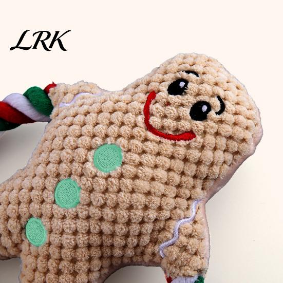 Festive Dog Chew Toys Christmas Plush Toy, Squeaky Toy with Cotton Rope, Bite Resistant Santa Claus Holiday for Small Medium Dogs, Interactive