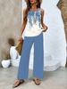 European and American new 1D printing women's fashion sleeveless trousers suit spring and summer women's suit