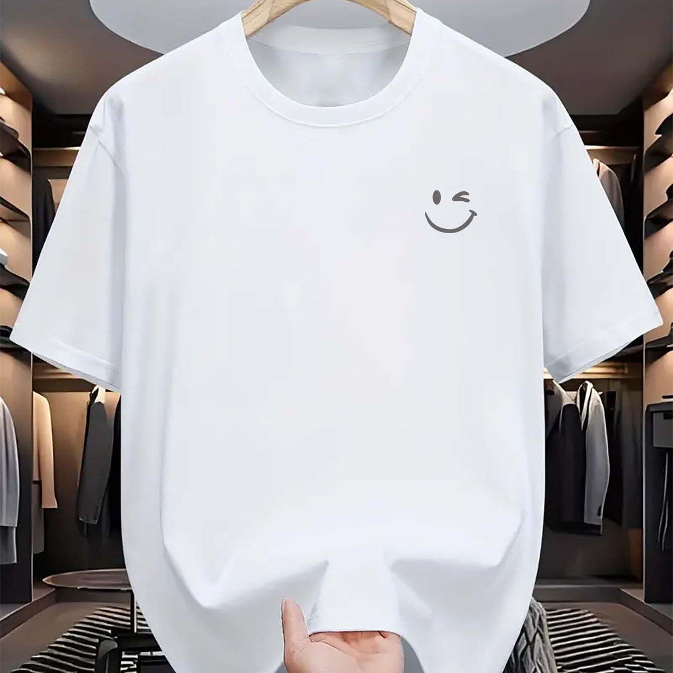 Smiling Face Large Print 100cotton Men Woment Tshirt Summer Autumn Daily Outdoor Sports Party Casual Loose Street Short Sleeve S