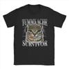 Bauchschmerzen Überlebende Katze Meme Lustiger Spruch Katzen Tiere T-Shirt Sommer Reine Baumwoll-T-Shirts für Herren Trendiges Freizeit-T-Shirt