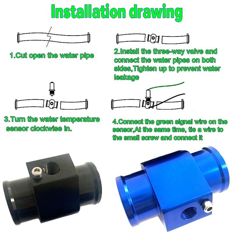 Automobile Temperature Voltage 2-in-1 Digital Temperature Sensor Table 1/8NPT Water Temperature Gauge Temperature Sensor 12/24V
