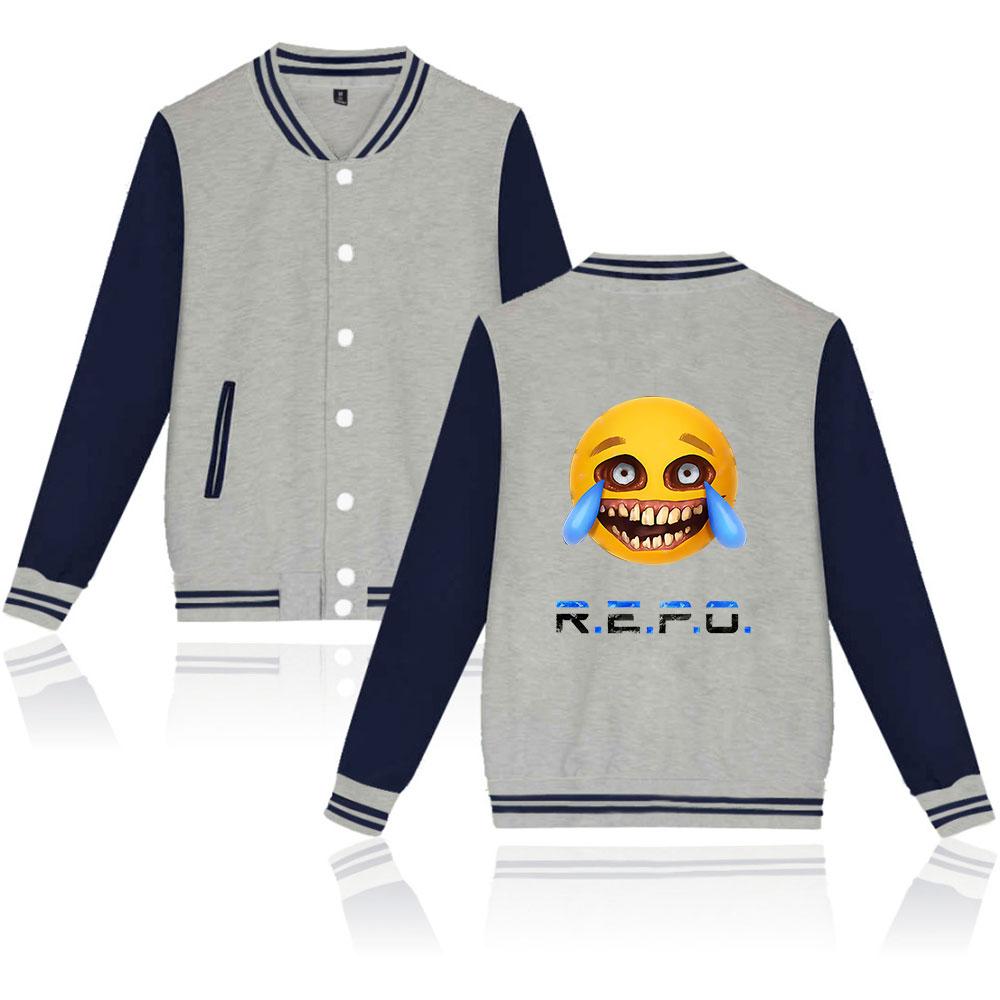 Women Men's Jackets R.E.P.O Cartoon Printed Baseball Jacket Oversize Hip Hop Outerwear for College Couples Clothing Custom