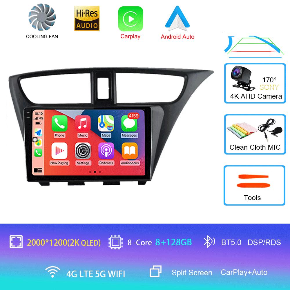 Android 14 Carplay Radio De Coche Para Honda CIVIC Hatchback 2012 2013 2014 2015 2016 2017 Reproductor Multimedia Navegación GPS