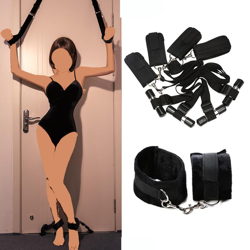 Sex Door Hang Handcuff  Door Sex Swing Hand Leg Restraint Cuffs Female SM Slave Sex Toy Couple Adult Foreplay Handcuffs Set