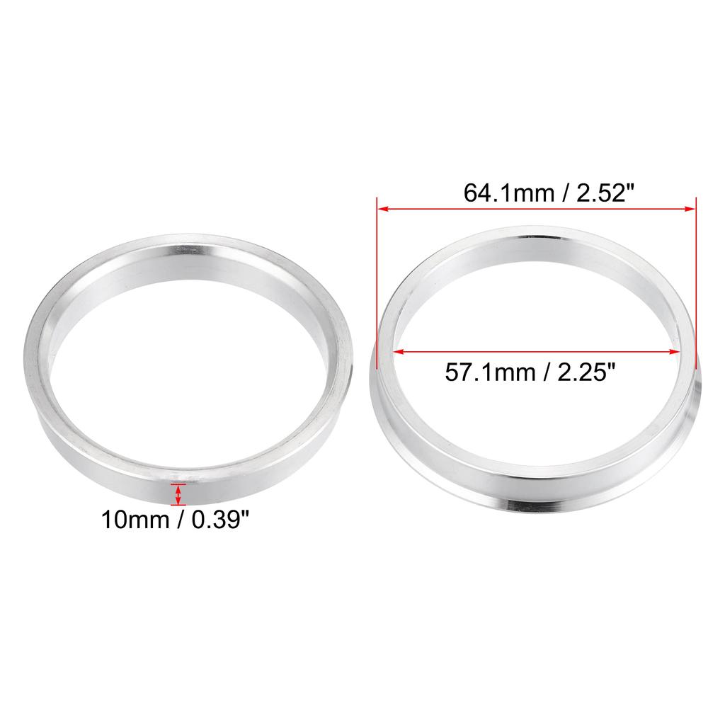 uxcell Zentrierring Aluminiumlegierung Auto Nabenzentrierring Radersatz Boressor Distanzstück Silberton 4 Stück 64,1 mm-57,1 mm