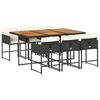 Vidaxl 7-Cz. Garden Furniture Set With Cushions, Black, Poly Rattan