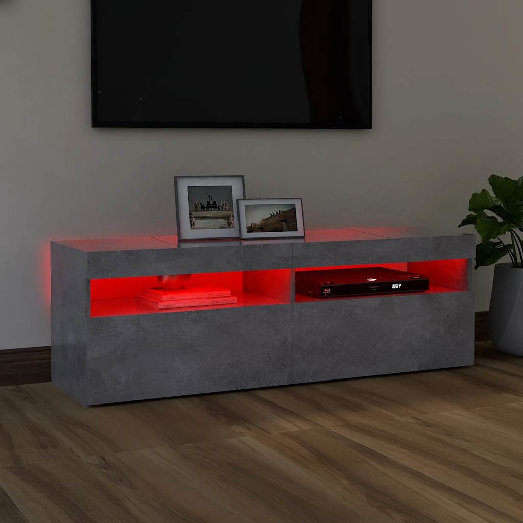 TV Cabinet with LED Lighting Concrete Grey 120 x 35 x 40 cm