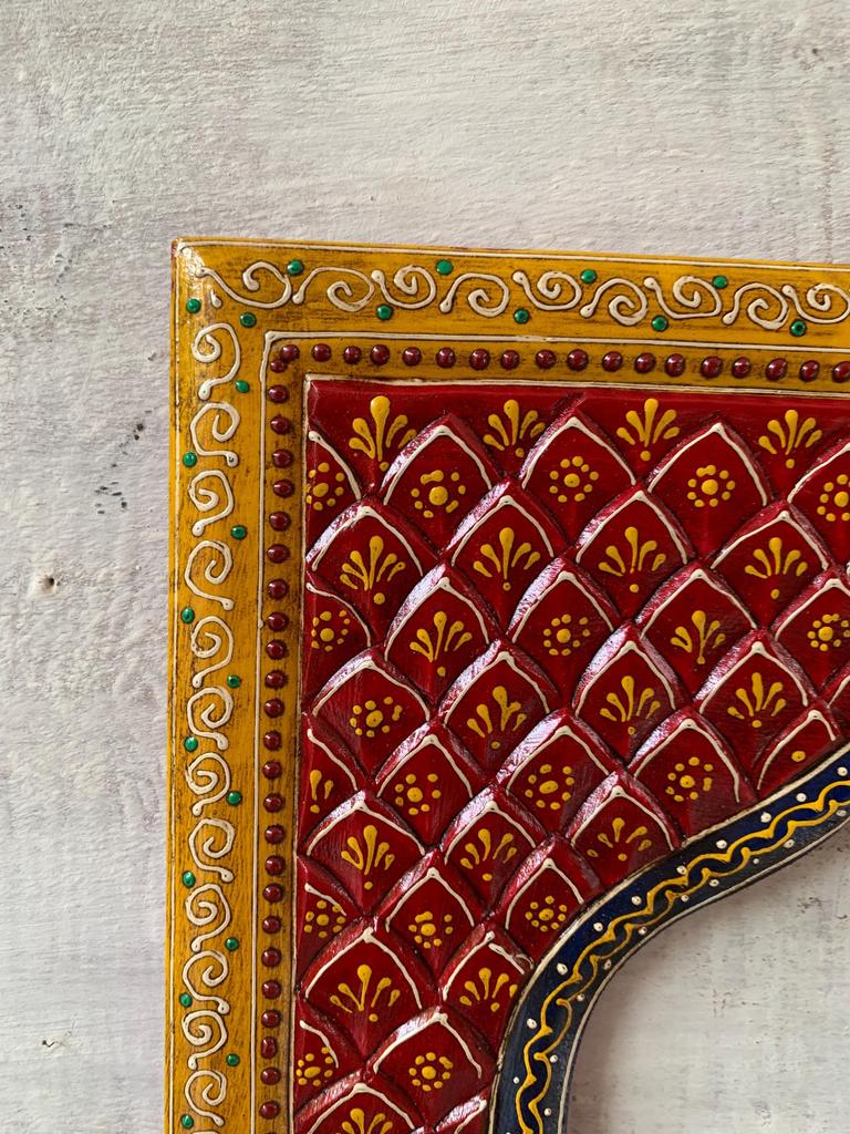 Hand-Painted Wooden Jharokha Frame: Indian Wall Decor
