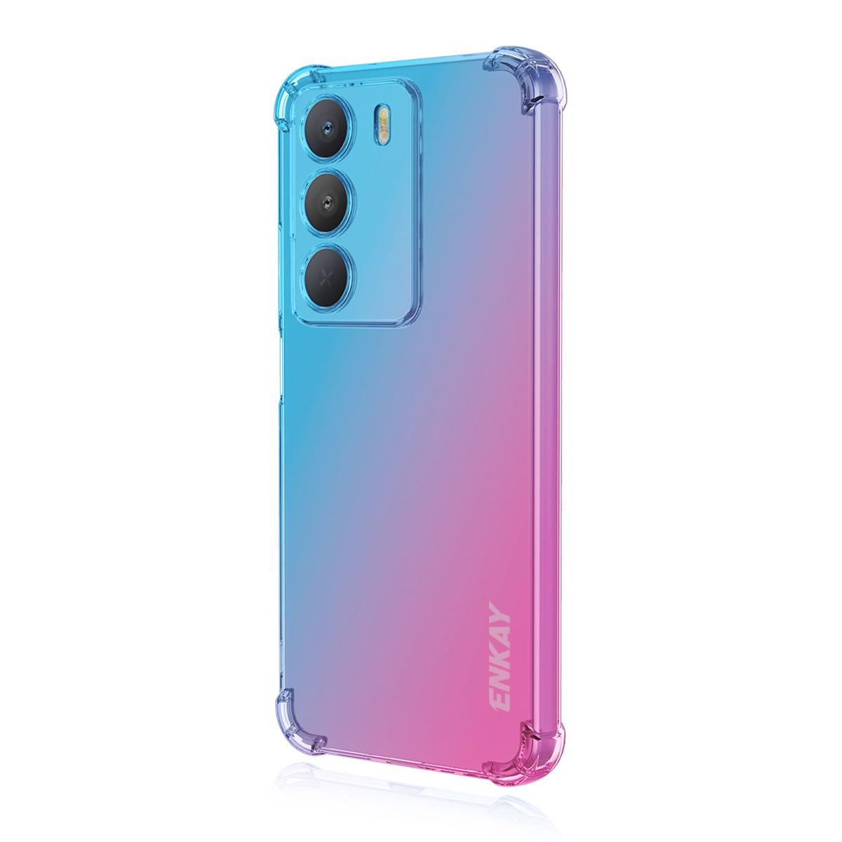 

For Realme 14x 5G TPU Case ENKAY Thickened Four Corner Drop-proof Phone Back Cover Blue/Pink