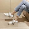 Sheepskin version of Spanish satin canvas shoes women's platform heightening casual versatile lace-up white shoes student muffin shoes