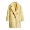 Fashion Women Solid Medium Turn-Down Collar Warm Plush Coat