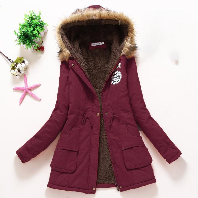 

Женская осенне-зимняя куртка больших размеров с подкладкой, утолщенная, средней длины, свободная, с капюшоном, воротником для волос, повседневная верхняя одежда XXS