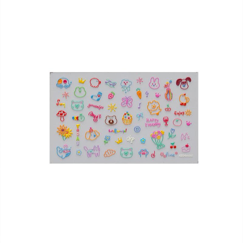 Tomoni Embossed Nail Art & Stationery Stickers – Cute Graffiti Designs for Nails, Ornaments, and Water Bottles