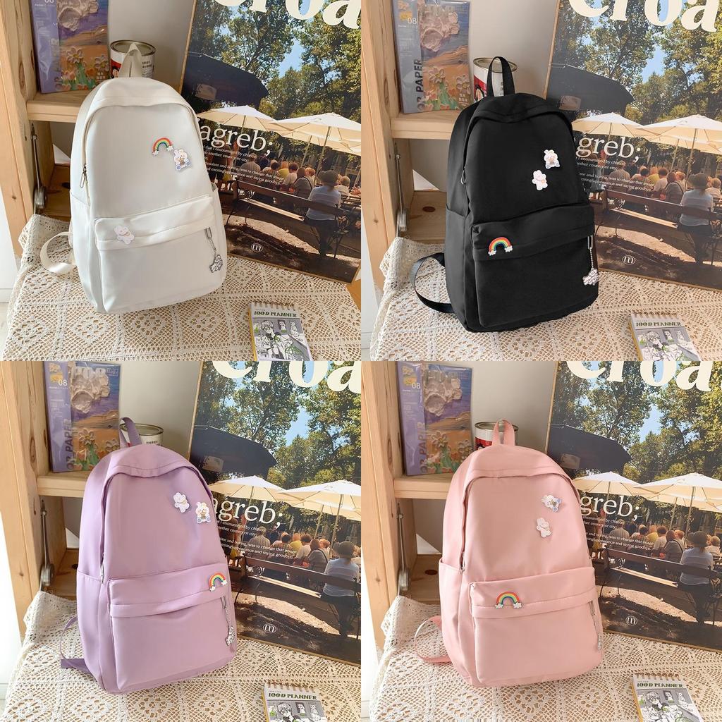 Stylish Lightweight Rainbow Pendant Backpack For Students In Various Colors