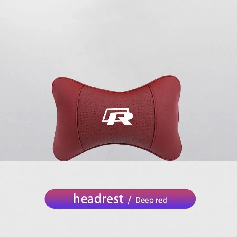 1Pcs Car Seat Headrest Auto Logo Neck Head Pillow Tools For VW R Line GTI Atlas Jetta Touareg Variant Golf Polo Taos PassatAL6