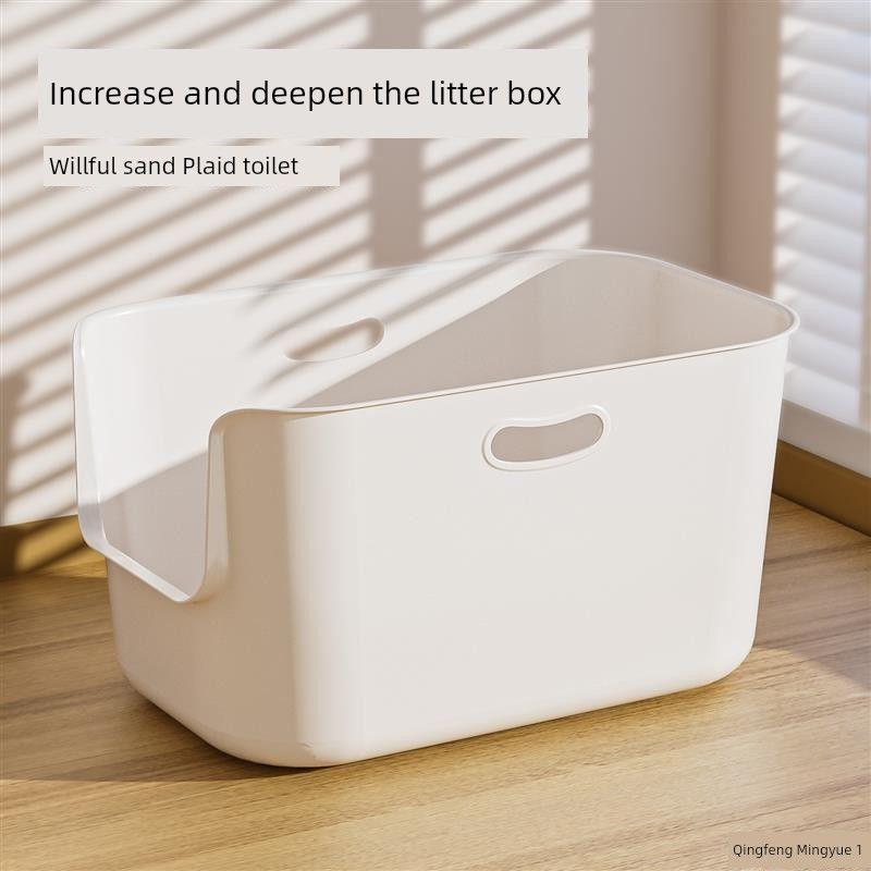 

Большой Мак Кошачий туалет Увеличенный и Углубленный Защита от брызг Прочный Устойчивый к падениям Открытый Кошачий туалет Товары для питомцев White large_&, 58*38*22 *-