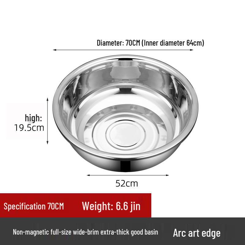 Stainless Steel Basin, Large/Extra-Large: Ideal for Washing Vegetables, Mixing Dough, or Bathing.