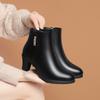 Medium heel short boots women's autumn and winter fashion boots, new velvet leather shoes women's high heel cotton shoes mother shoes