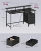 VASAGLE Desk with Fabric Drawers, Computer Desk with Monitor Stand, LED Lighting, 55 x 135 x 90 cm, Built-in Sockets, 2 USB-A Ports, for Home Office