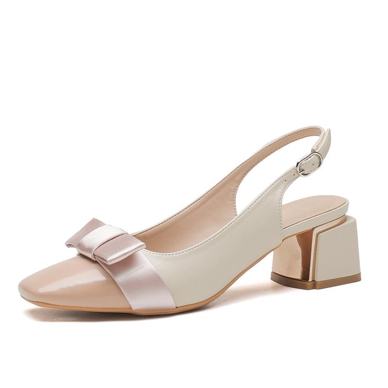 

Тапочки Baotou женские летние 2025 года, новые ретро-туфли с квадратным носком и толстым каблуком, сандалии с ремешком сзади 39